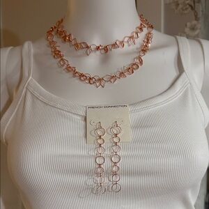 French Connection Rose Gold Geometric Necklace Set